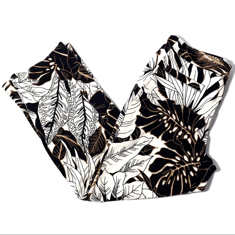 Etcetera Pants 4 Capri Palm Leaves Hibiscus